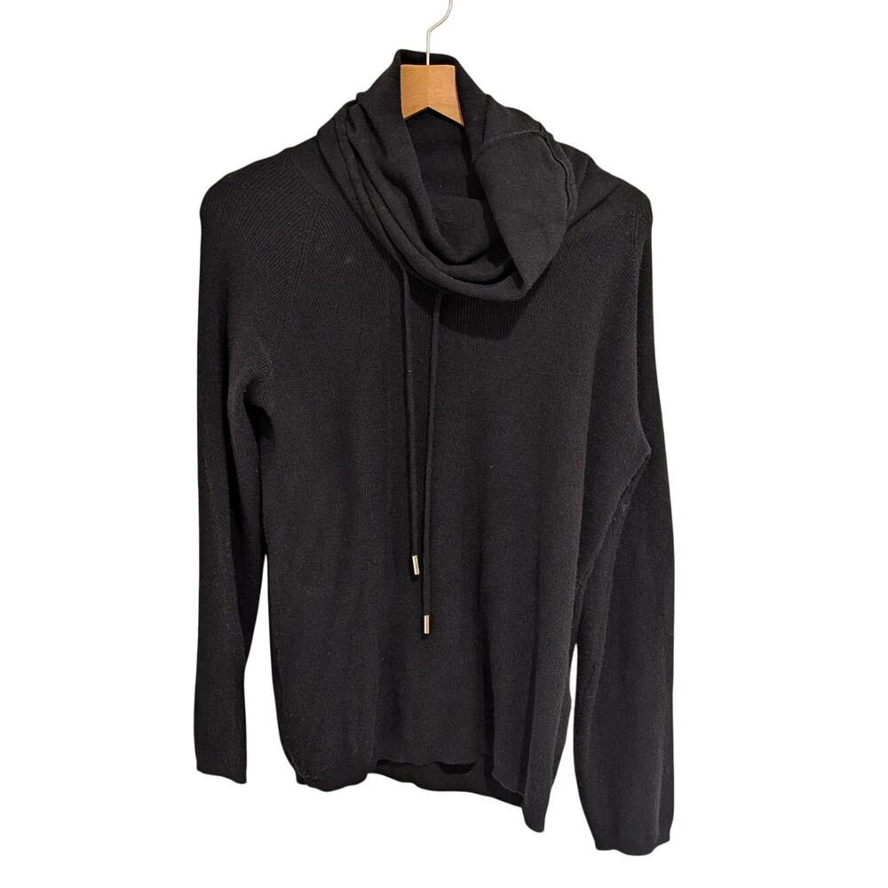 Casual Women's Black Cowlneck Drawstring Longsleeve Top Baggy Grunge Streetwear